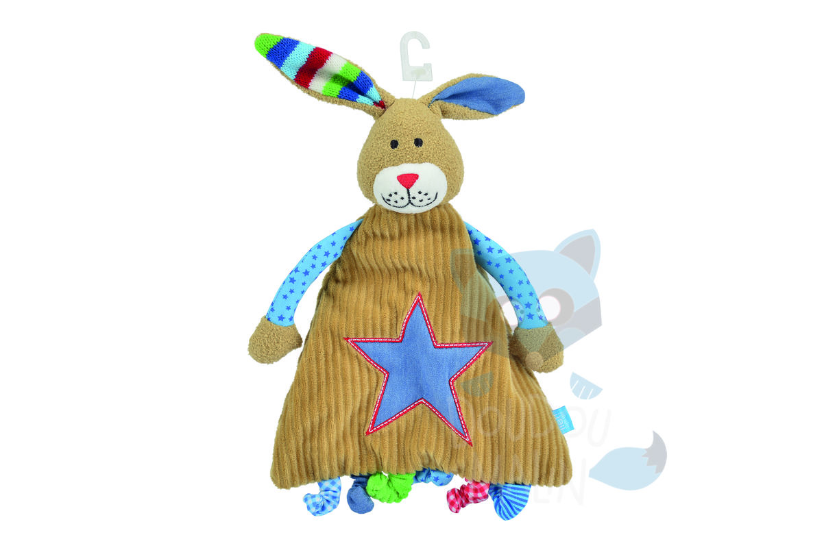  baby comforter rabbit brown blue star 